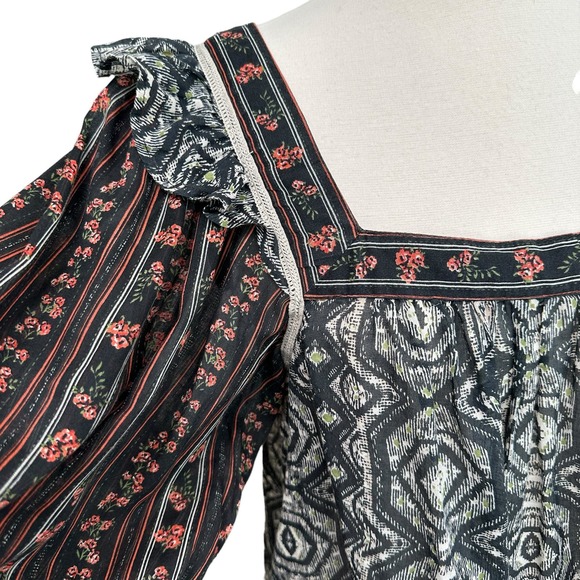 Free people mostly meadows boho blouse Black Combo Festival Hippie small - Picture 6 of 12